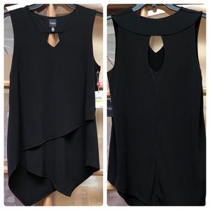 Rafaella Asymmetrical Black Tank Top